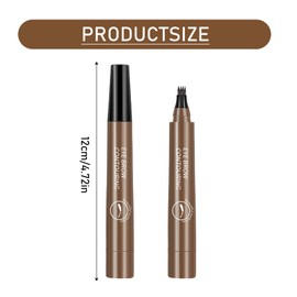 Yuqilin Pack of 2 Liquid Eyebrow Pencils, with Four Fork Tips, Eyebrow Pencil, Waterproof Eyebrow Pen, Long-Lasting Eyebrow Pencil, Microblading (Dark Brown)