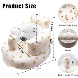 LANGNIDORIS Inflatable Baby Seat for Babies from 3 Months, Baby Seat Aid with Harness, Baby Sofa Seat, Baby Floor Seats, Inflatable Chair Baby with Air Pump, Portable Inflated Dining Room Chair