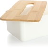 com-four® Plastic Cosmetic Tissue Box with Bamboo Lid - Tissue