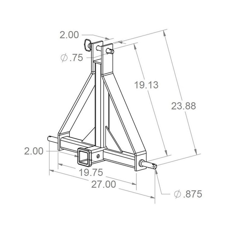 3-Point Hitch Conversion for Sub-Compact Tractors with CAT 1 (RHA-001)