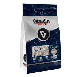VITALDIN SPORT 100% Whey Protein Vanilla 500 g - 100% Whey Protein Powder with Digezyme - Muscle Building & Regeneration - Vanilla Flavour - 6.7 g BCAA per Serving - No Added Sugar