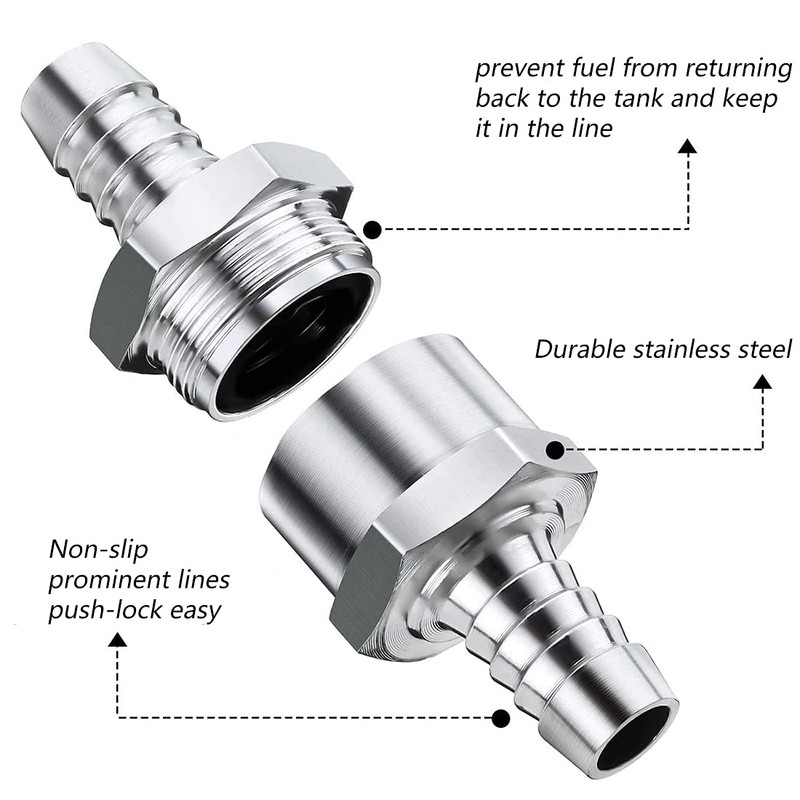 Fuel Check Valve, 8mm Aluminium Valve Check Valve, Non-Return Valve,