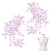 CRAFTYMELODY 2PCS 3D Embroidered Flower Fabric Beaded Lace Applique Lavender
