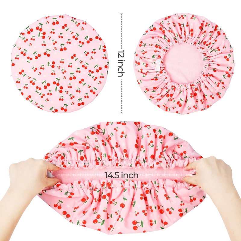 Shower Cap for Women Terry Lined Bath Cap Large Reusable