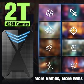 Retro Gaming Console 2T Hard Drive with 4280 Retro Games, 2T HDD Emulator Console Video Game Console, 18 Emulators Plug and Play, Compatible with PC, Free Game System, Gaming Gifts