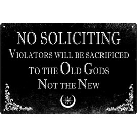 Metal Tin Sign Wall Decor No Soliciting Sign Gothic Decor For Kitchen Home House Office Man Cave No Soliciting Sign for House Front Door 8x12 in