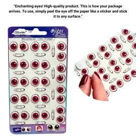 MS23-11: 3D Resin Wiggle Eyes – 42 Pcs (14 Sets), 11mm – Fuchsia, Embarrassed Look – Self-Adhesive for DIY Crafts, Clay, Felt, Cold Porcelain, Polymer Clay, Sculptures, Amigurumi, Scrapbooking