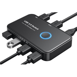 USB 3.0 Switch, ABLEWE KVM Switch Selector 2 Computers Sharing 4 Devices KVM Switcher for PC, Printer, Scanner, Mouse, Keyboard with 2 Pack USB Cable,1 Micro USB Power Cable