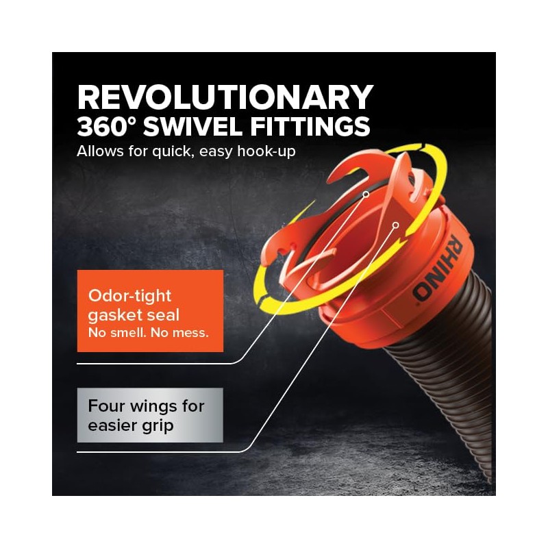 Camco RhinoFLEX 15-Ft Camper/RV Sewer Hose Kit - Features Clear