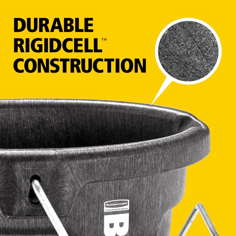 Rubbermaid Commercial Products Brute 2-Gallon 3-in-1 Flat-Back Feed Bucket with