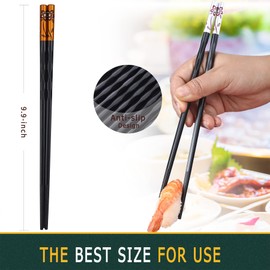 HuaLan 5 Pairs Fiberglass Chopsticks Range Non Slip Reusable