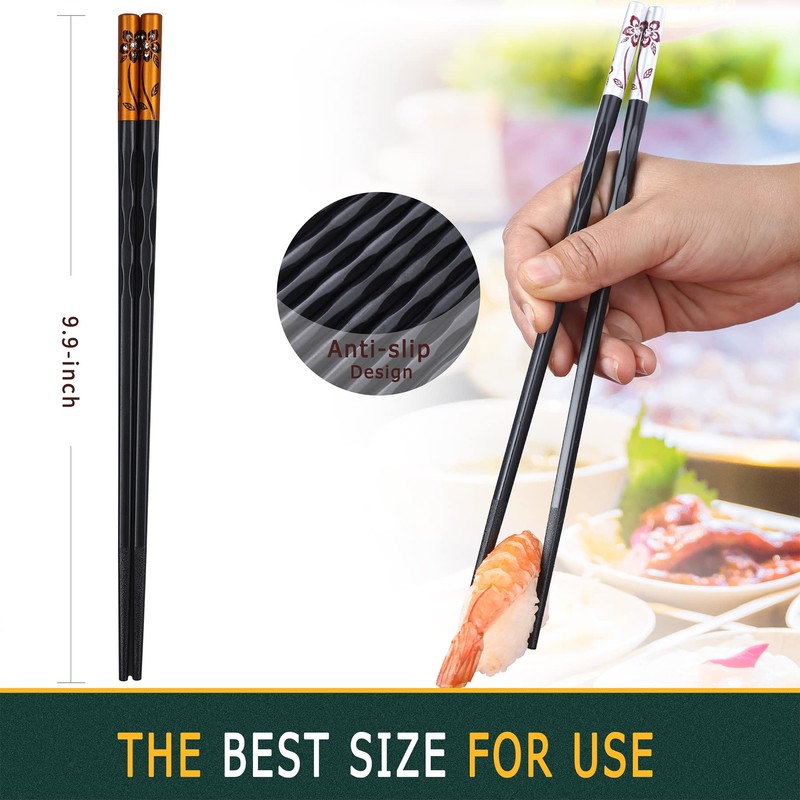 HuaLan 5 Pairs Fiberglass Chopsticks Range Non Slip Reusable