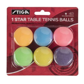 STIGA 6 Pack Multi-Color Table Tennis Balls - 40mm ITTF Regulation Size and Weight Ping Pong Balls