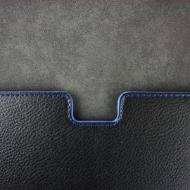 Emartbuy Black/Blue 13.3-14.5 Inch Premium PU Leather Magnetic Folio Wallet Case Cover Sleeve Compatible with Laptops Listed Below