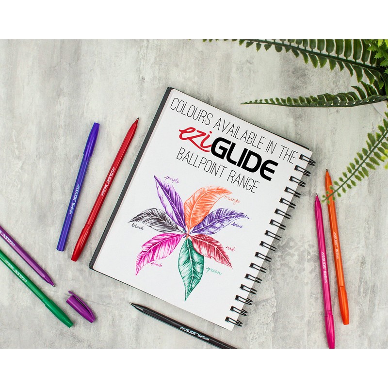Eziglide Ballpoint Purple Pen, Pack of 50 Ball point Pens,