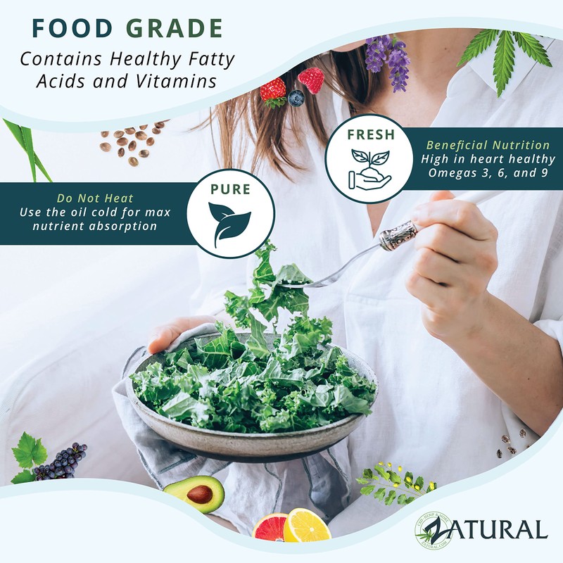 Zatural Grapeseed Oil Naturally Grown 100% Pure Cold Pressed Virgin