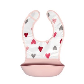 Kushies Silisoft Bib, Waterproof Top with Soft Silicone catch all pocket for Babies and Toddlers (Lovebug)