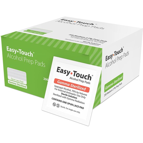 EasyTouch Alcohol Prep Pads – Gamma-Sterilized - (200 per Box)