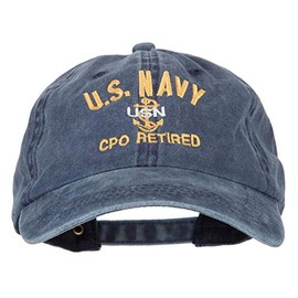 e4Hats.com US Navy CPO Retired Military Embroidered Washed Cotton Twill Cap - Navy OSFM