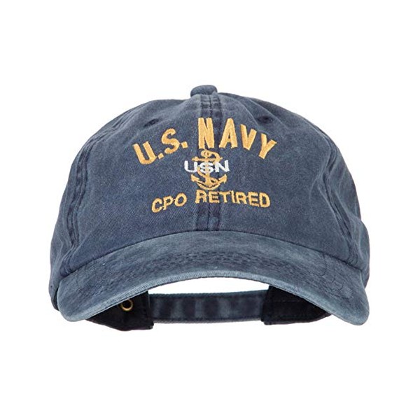 e4Hats.com US Navy CPO Retired Military Embroidered Washed Cotton Twill Cap - Navy OSFM