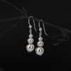 Vanbelle Rhodium Plated 925 Sterling Silver Hanging Graduated Ball Earrings