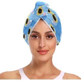 Toallas de microfibra para el cabello con botones absorbentes y ligeras de microfibra para el cabello, paquete de 2 unidades
