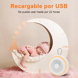 Ruido Blanco para Bebé Portátil, 20 Sonidos Relajantes para Dormir, Luz Nocturna Ajustable, Temporizador de Sueño, Control de Volumen, White Noise Machine para Bebés, Adultos y Niños-Blanco