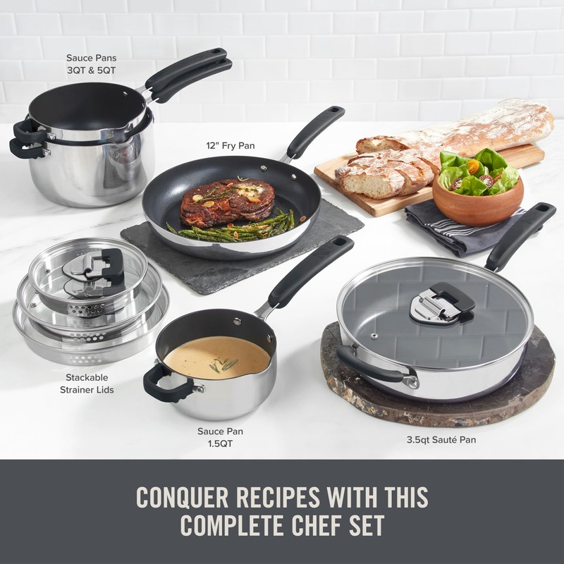 Zakarian by Dash TruPro™ 10 Piece Nonstick Stainless Steel Cookware