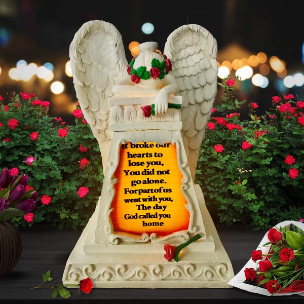 Angel Garden Statues Sympathy Gift -Cementary Decoration, Memorial Statue for Home Garden -Express Your Sympathy with Condolence Gilfs, Berreavement Gifts (Ivory Weeping Angel)