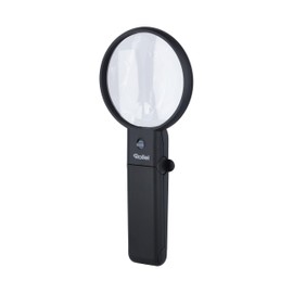 Rollei Handheld Magnifier with LED Light and Stand - Bifocus Lens with 2X and 4.5X Magnification, Adjustable Lens, Fold-Out Base, Includes Storage Bag, Black