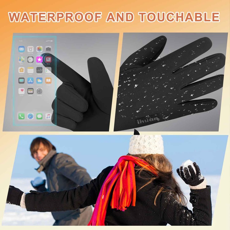ihuan Winter Waterproof Gloves Cold Weather - Snow Ski Windproof