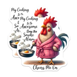 (2 Pack) Funny Chicken Magnets - Smoke Alarm Chef - Retro Kitchen ation - 5" On Longest Side - for Cars, Fridges, Toolboxes - Made in USA - MAG4508