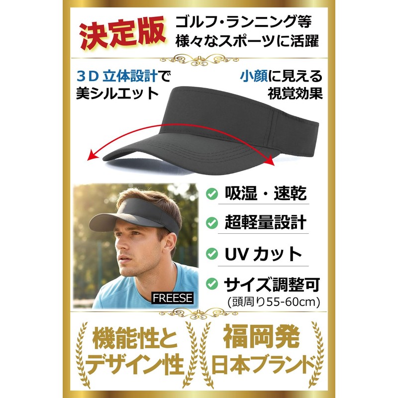 FREESE Men's Sun Visor, Golf Hat, Moisture Wicking, Quick Drying,