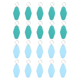 PATIKIL Vintage Motel Keychain, 20 Pack Blank Hotel Keychains Rhombus Retro Key Tag for DIY Crafts Ornament Backpack Luggage Labels Tags, Light Blue, Lake Blue