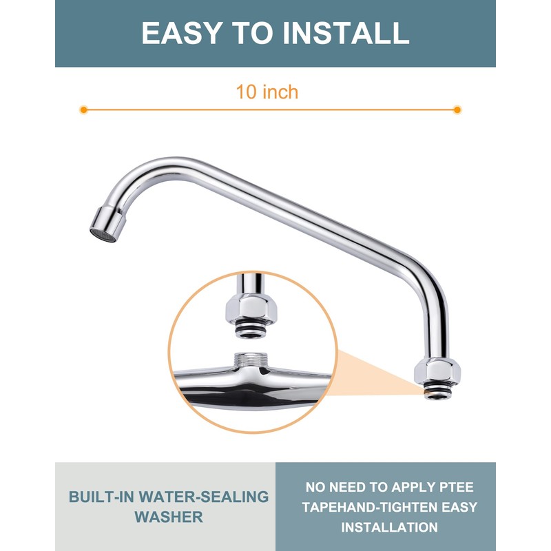 G3/4 Internal Thread 10” Commercial Faucet Swivel Spout Replacement: Add-on