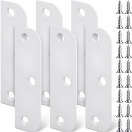 Lounsweer 6 Pcs Hinge Filler Plates 3.5 Inch with 5/8 Inch Door Edge Filler, Stainless Steel Door Hinge Shims, Gate Hole Cover, Satin Chrome Blanks with Matching Screws (White)