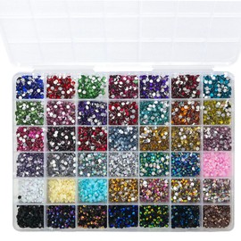 10000Pcs Nail Art Rhinestones, BetterJonny 42 Colors 4mm Round Nail Flatback Rainbow Gems Set AB Glitter Flat-Bottomed Rhinestone for Crafts Decoration and Jewelry Making