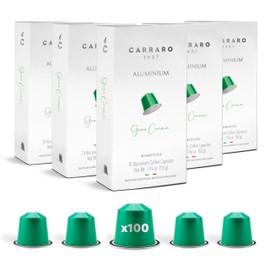 Carraro Gran Crema - x100 Aluminium Coffee Pods Compatible with Nespresso Original line - Intensity 9/12, Medium Roast Coffee Capsules Made in Italy