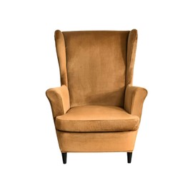 NILUOH Wingback Chair Slipcovers, Thick Coral Velvet Wing Chair Covers Sofa Slipcover Wing Back Armchair Cover Furniture Protector for Living Room Keep Warm in Winter, Camel