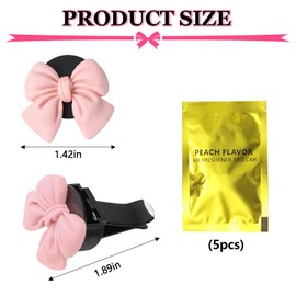 Wuyaoyao 6PCS Bow Car Air Freshener Clips, Cute Bow Car Air Vent Clip, Coquette Auto Air Conditioning Outlet Diffuser Perfume Clips, Interior Decoration, Auto Decor for Women Girls (Pink, 6PCS)