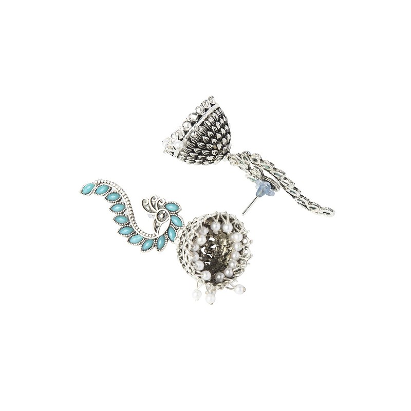 Bodha - arete tradicionales de plata india antigua oxidada tradicional