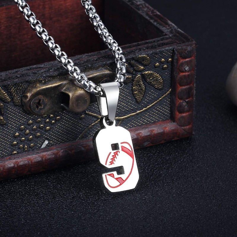 Rehoboth American Football Rugby Jersey Number 9 Cross Pendant Necklace