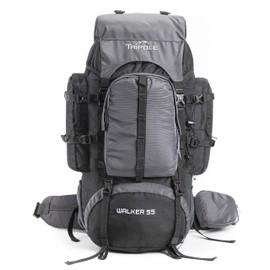 Tripole Walker 65 Litres Rucksack | Internal Frame With Metal Rod | Rain Cover | Bottom Opening | Laptop Section (Black)