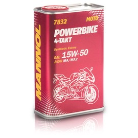 4-Takt Powerbike 15W-50 Motor Oil by MANNOL -7832 Synthetic Ester-Containing Engine Oil for High-Load Motorcycle Engines, 1L