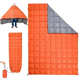 ROSE FEATHER Down Camping Blanket, Muti-Use Outdoor Travel Blanket, Puffy Sleeping Bag Blanket, Waterproof Packable Backpacking Quilt for Camping, Travel, Airplane, Hiking, Picnic, 55''x79''