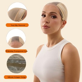 Xiushumyi Lace Wig Cap for Women,Non-Slip Grip Cap Make Your Wigs Glue Free,Wig Caps with Built-in Adjustable Velvet Band for Keeping Wigs in Place (Nude, S)