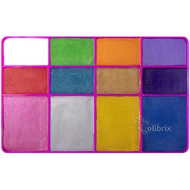 Paleta Metalica, maquillaje corporal, base agua, hipoalergénico, COLIBRIX