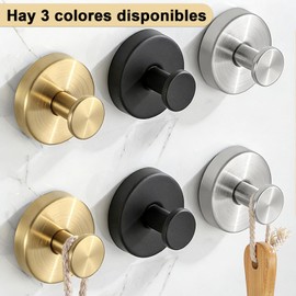 2PCS Gancho Ventosa de Acero Inoxidable, Gancho de Ventosa para Baño Impermeable, Gancho Reutilizable, Adecuado para Cocina, Sala de Estar, Baño (Negro-2)