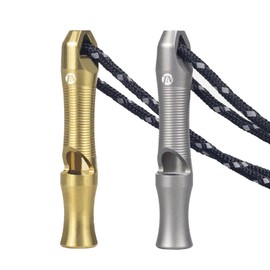 ThruNite EDC Titanium Alloy Whistle, Ultra Lightweight, Decaling Emergency Whistle, Durable, Hazard Prevention, Evacuation, Crime Prevention, Solo Camp, Emergency Whistle for Disaster Prevention, Outdoor Use (Gold + Silver)