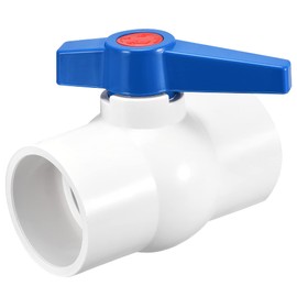 sourcing map Ball Valve, 63mm ID PVC Socket End Shut off Valve for Aquarium Setup, Sump Pump, Pool, Garden Sprinkler White Blue